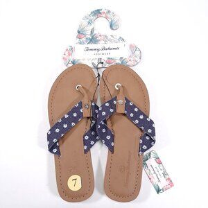NEW Tommy Bahama Speedwell Sandals Women Size 7 Tan Blue Stars Thong Flip Flops